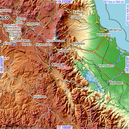 Topographic map of Xopilapa