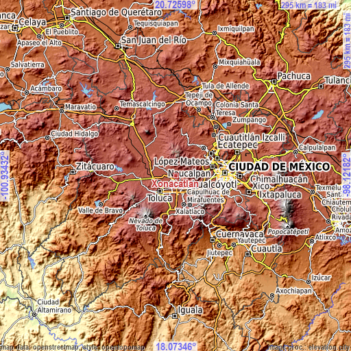 Topographic map of Xonacatlán