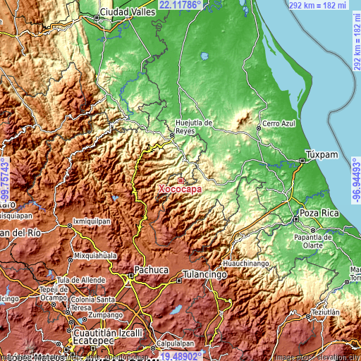 Topographic map of Xococapa