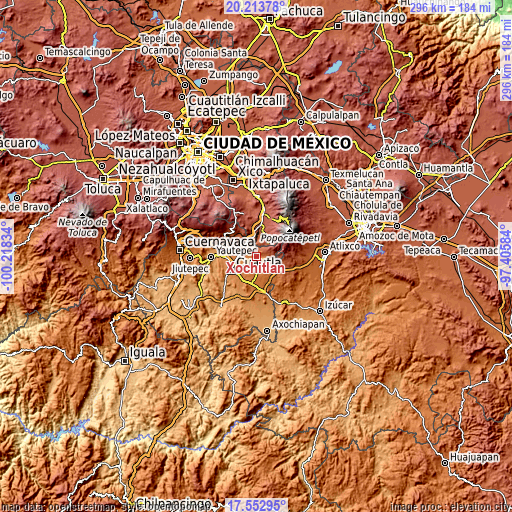 Topographic map of Xochitlán