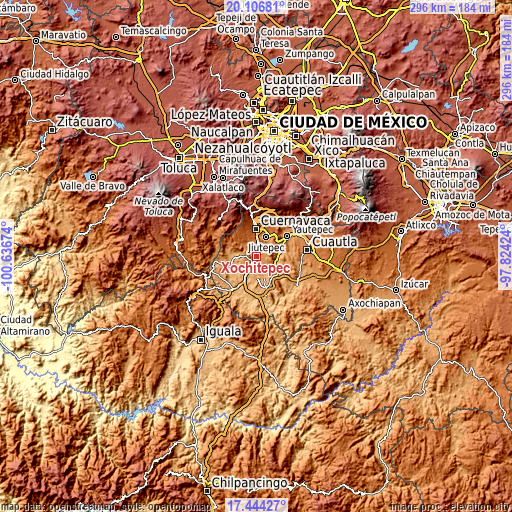 Topographic map of Xochitepec