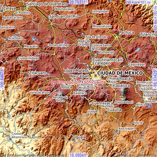 Topographic map of La Concepción Xochicuautla