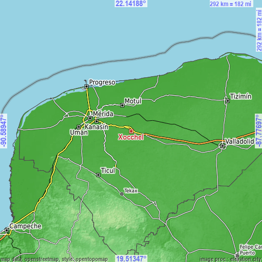 Topographic map of Xocchel