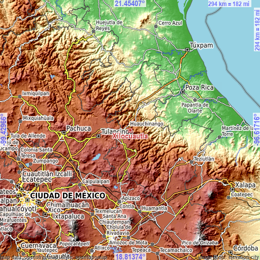 Topographic map of Xilocuautla