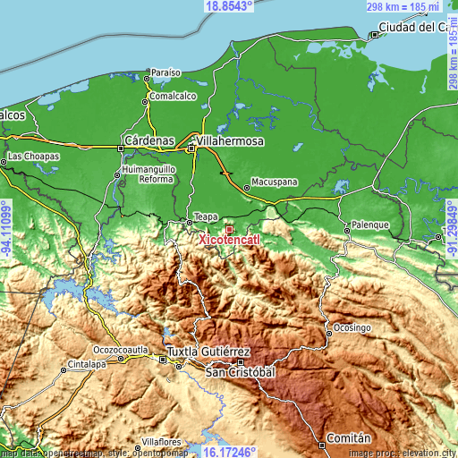 Topographic map of Xicoténcatl