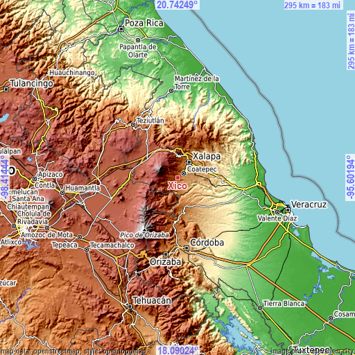 Topographic map of Xico