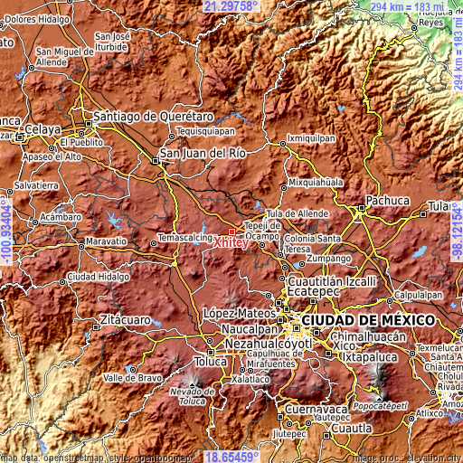 Topographic map of Xhitey