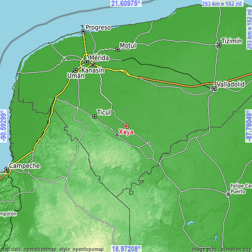 Topographic map of Xaya
