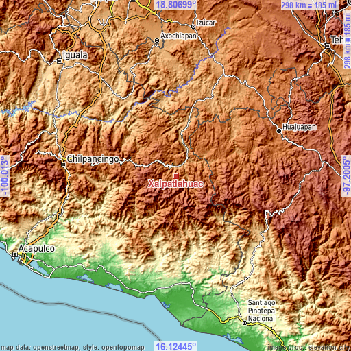 Topographic map of Xalpatlahuac