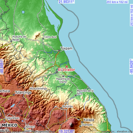 Topographic map of El Volador