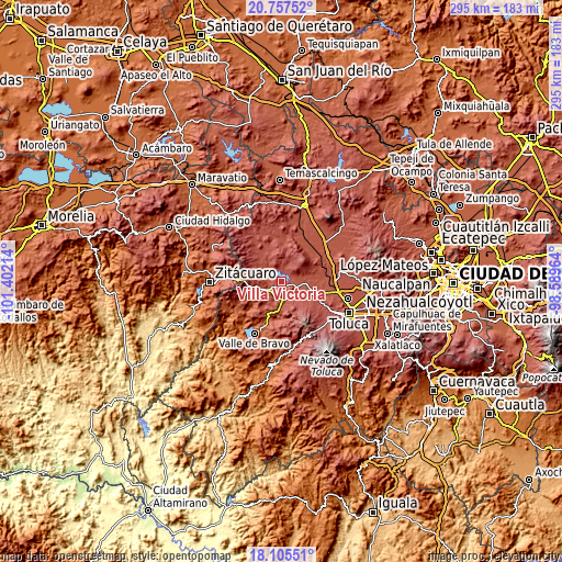 Topographic map of Villa Victoria