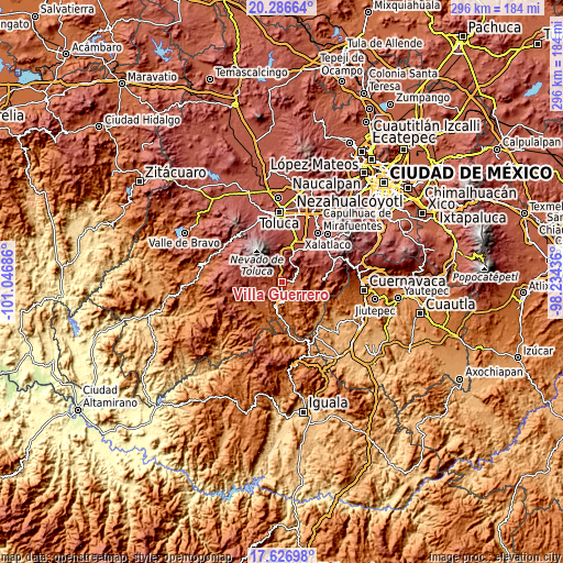 Topographic map of Villa Guerrero