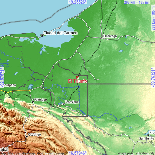 Topographic map of El Triunfo