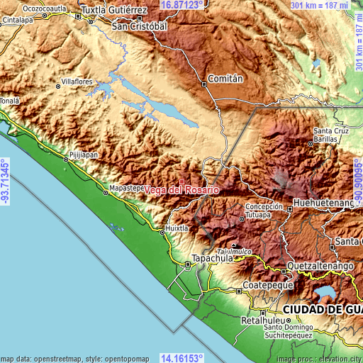 Topographic map of Vega del Rosario