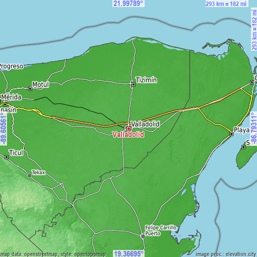 Topographic map of Valladolid