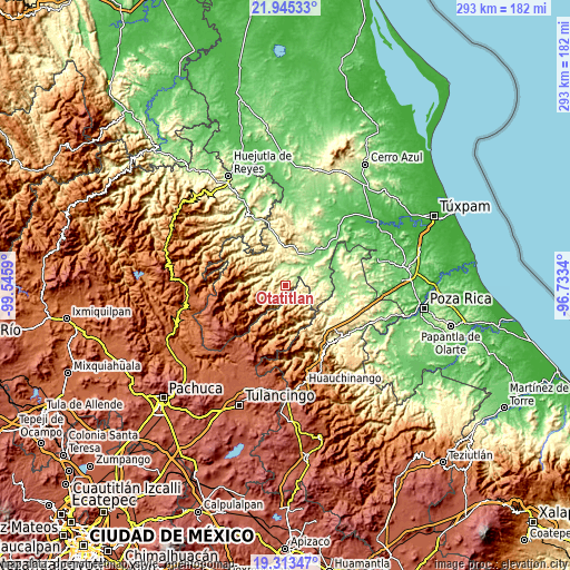 Topographic map of Otatitlán