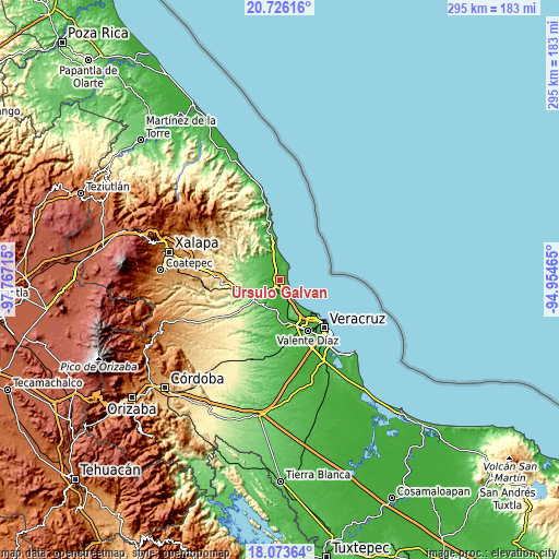 Topographic map of Úrsulo Galván