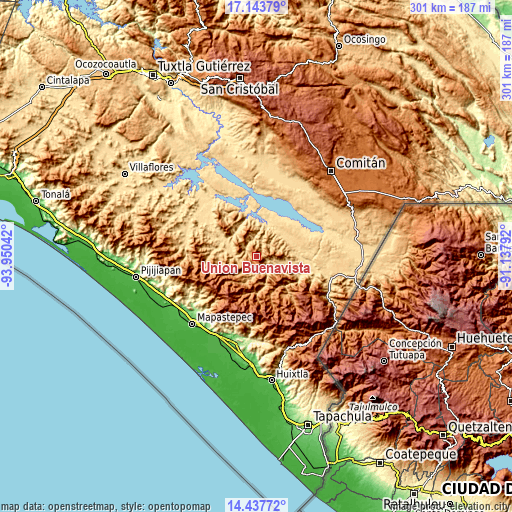 Topographic map of Unión Buenavista