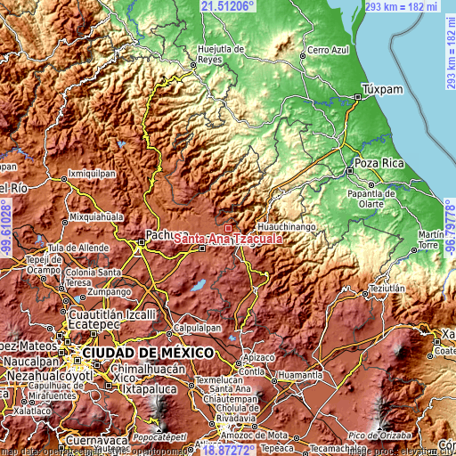 Topographic map of Santa Ana Tzacuala