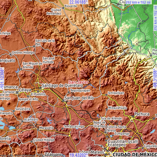 Topographic map of San Javier