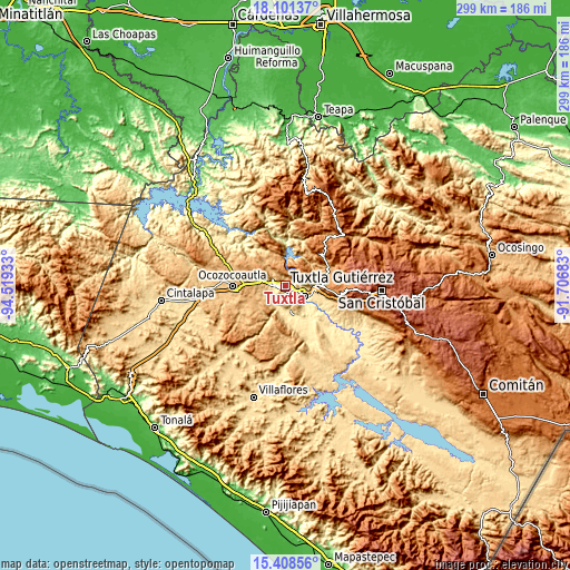 Topographic map of Tuxtla