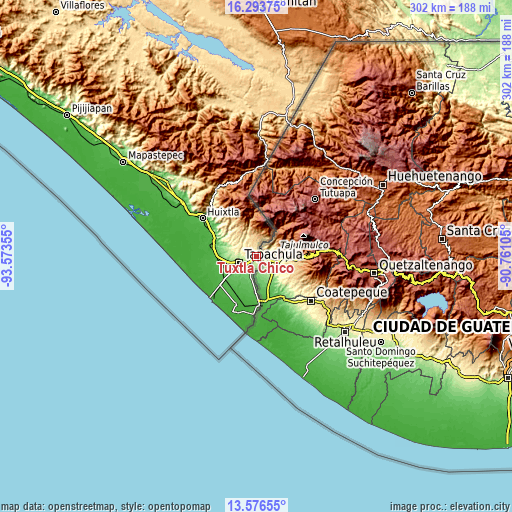 Topographic map of Tuxtla Chico