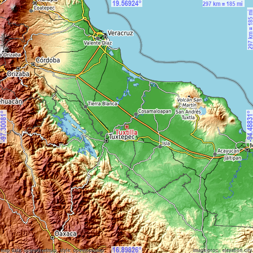 Topographic map of Tuxtilla