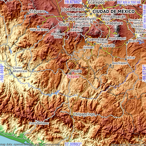 Topographic map of Tuxpan