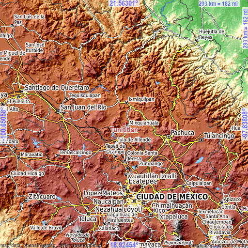 Topographic map of Tunititlán