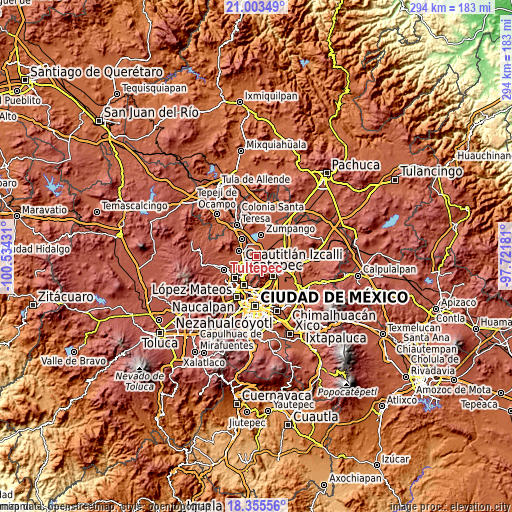 Topographic map of Tultepec
