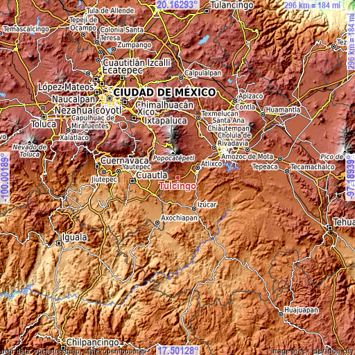 Topographic map of Tulcingo