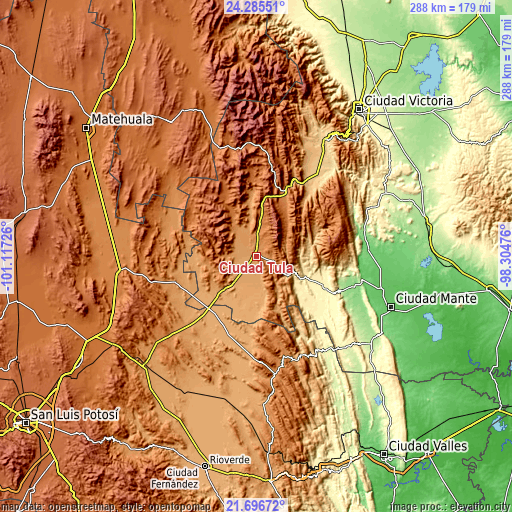 Topographic map of Ciudad Tula