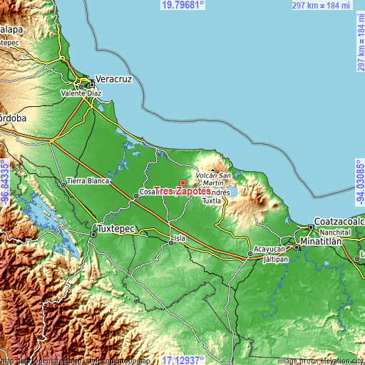 Topographic map of Tres Zapotes