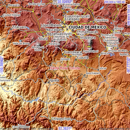 Topographic map of Santa Rosa Treinta