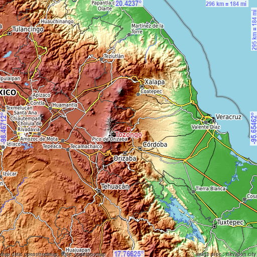 Topographic map of Tozongo