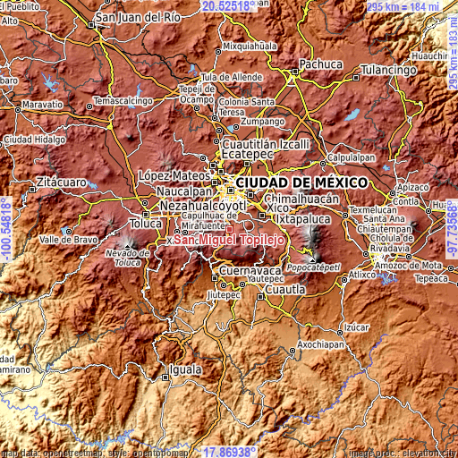 Topographic map of San Miguel Topilejo