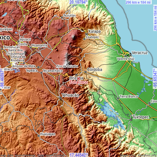 Topographic map of Tonalixco