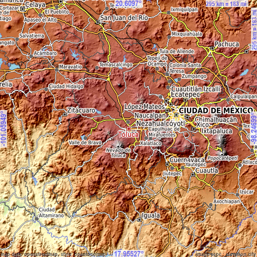 Topographic map of Toluca