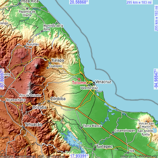 Topographic map of Tolome