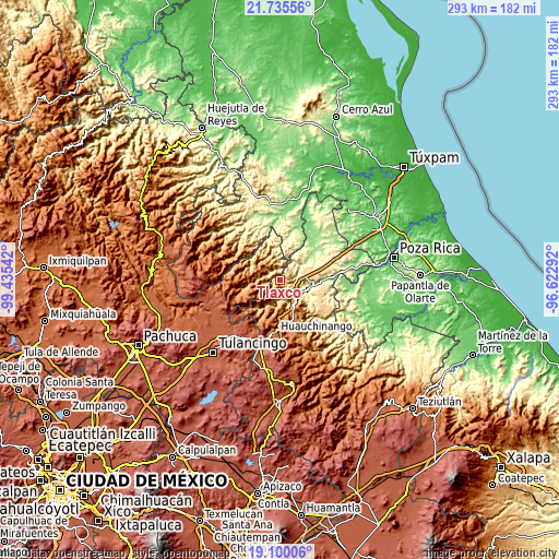 Topographic map of Tlaxco