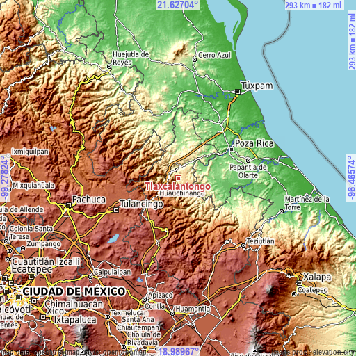 Topographic map of Tlaxcalantongo