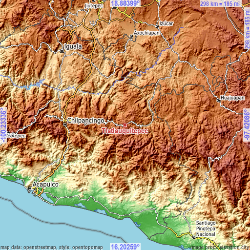 Topographic map of Tlatlauquitepec