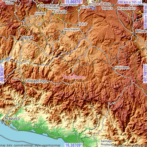 Topographic map of Tlaquiltepec