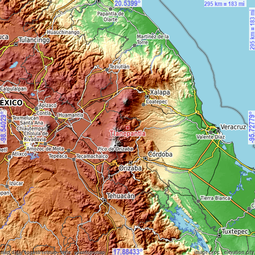 Topographic map of Tlanepantla