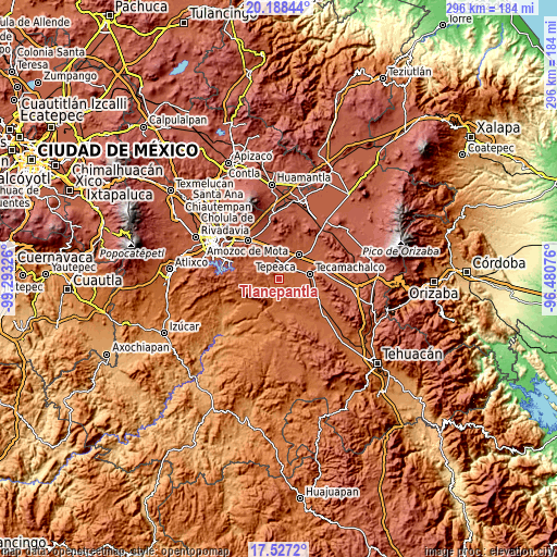 Topographic map of Tlanepantla