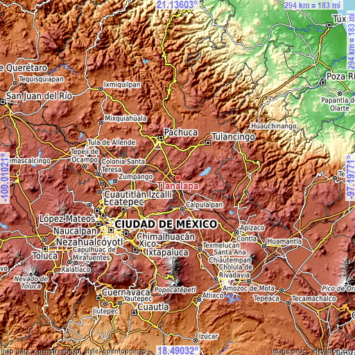 Topographic map of Tlanalapa