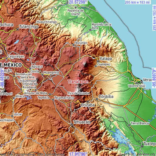 Topographic map of Tlanalapan