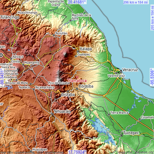 Topographic map of Tlamatoca