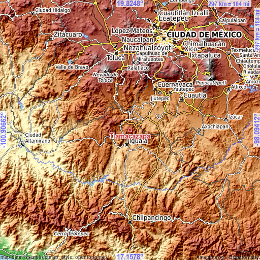 Topographic map of Tlamacazapa