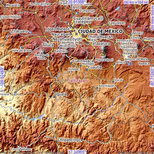 Topographic map of Tlaltizapán